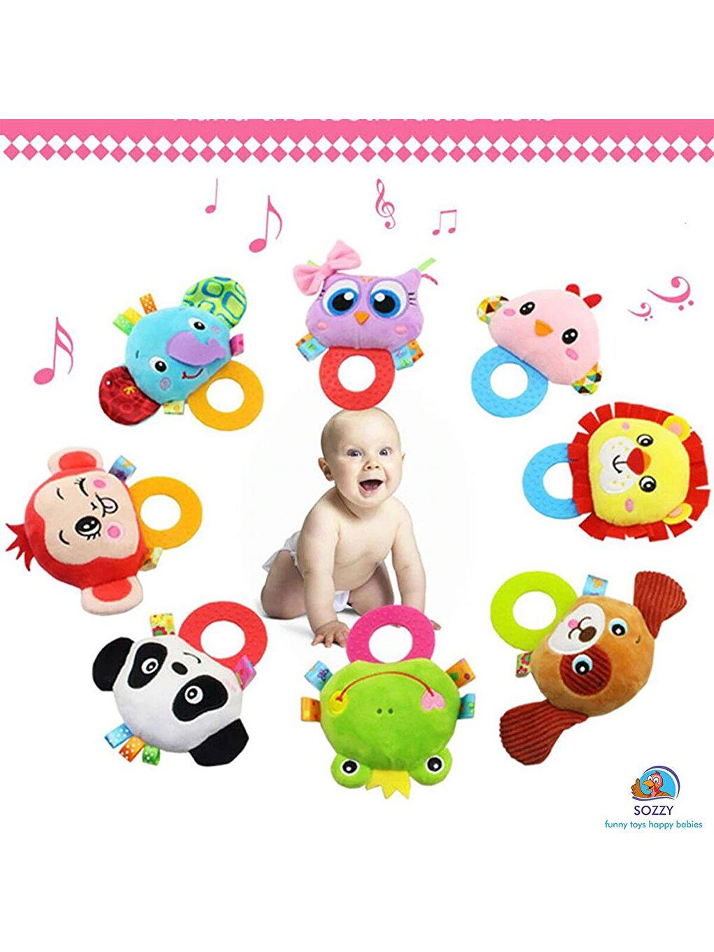 Sozzy Toys Karışık Çıngıraklı Dişlik Maymunum - 1