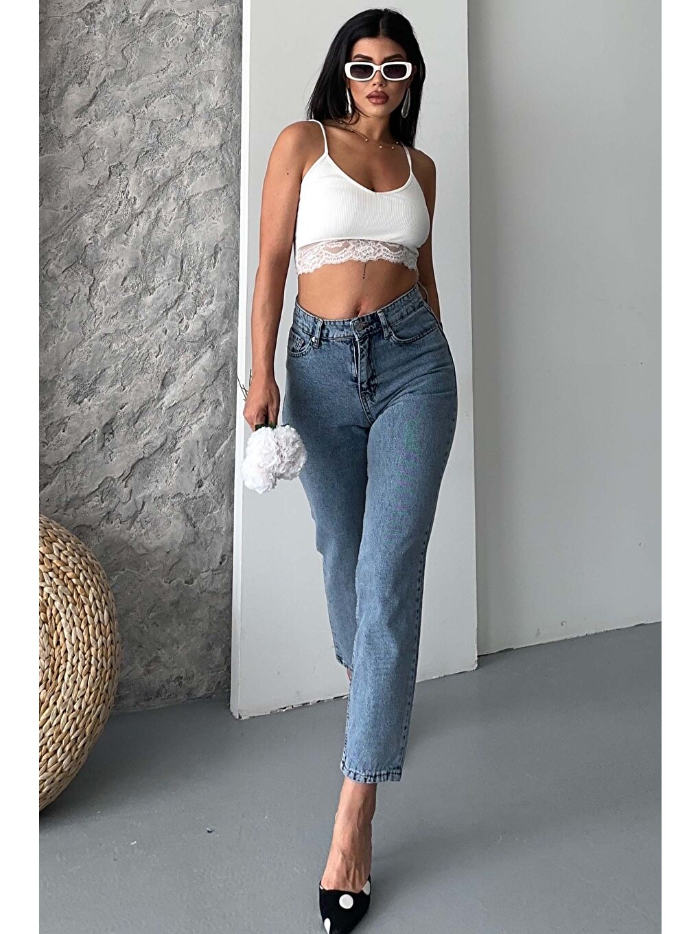 Mom Fit Jean Pantolon Buz Mavi - 27301-2