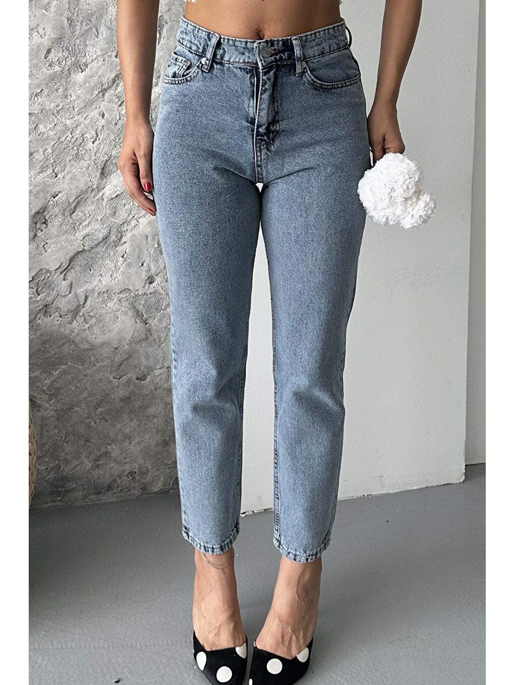 Mom Fit Jean Pantolon Buz Mavi - 27301-4