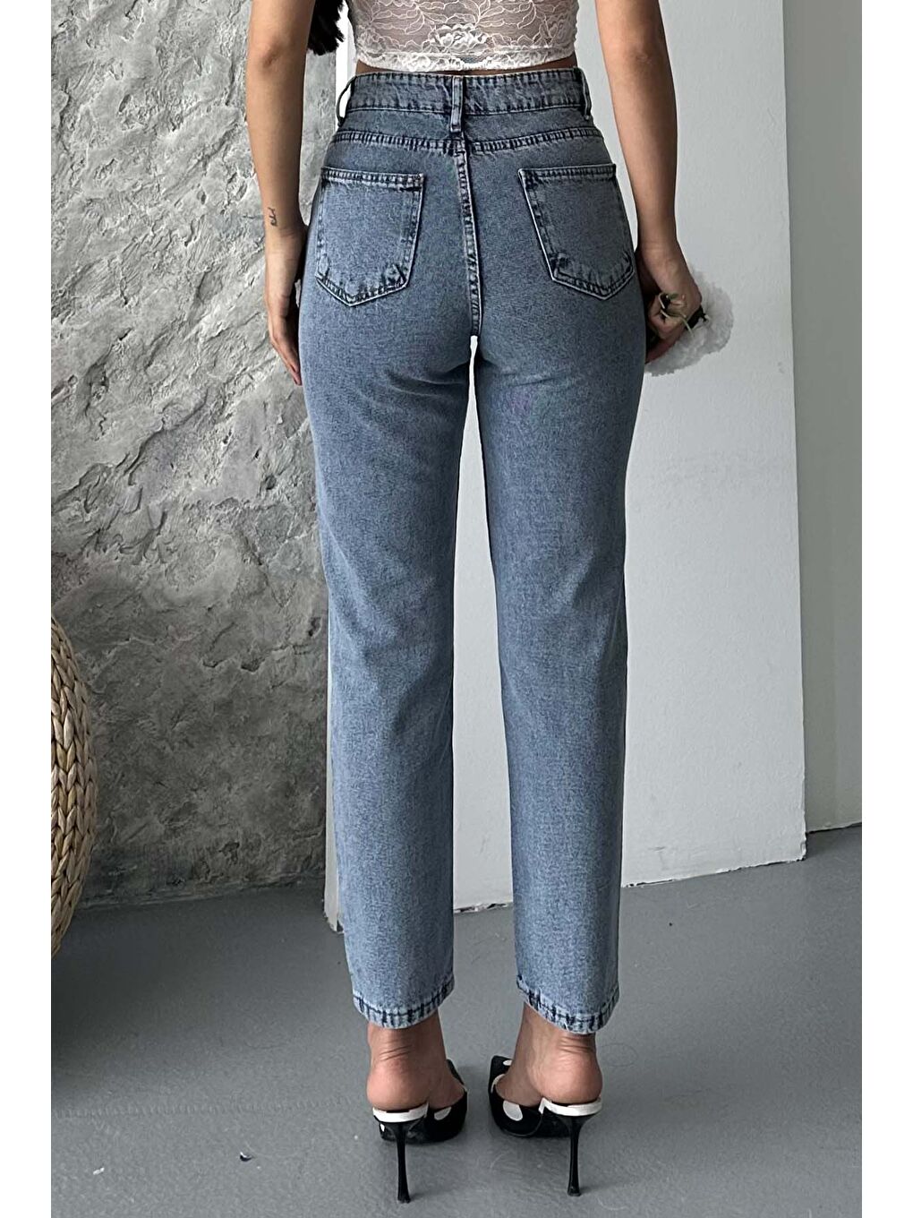 Mom Fit Jean Pantolon Buz Mavi - 27301-5