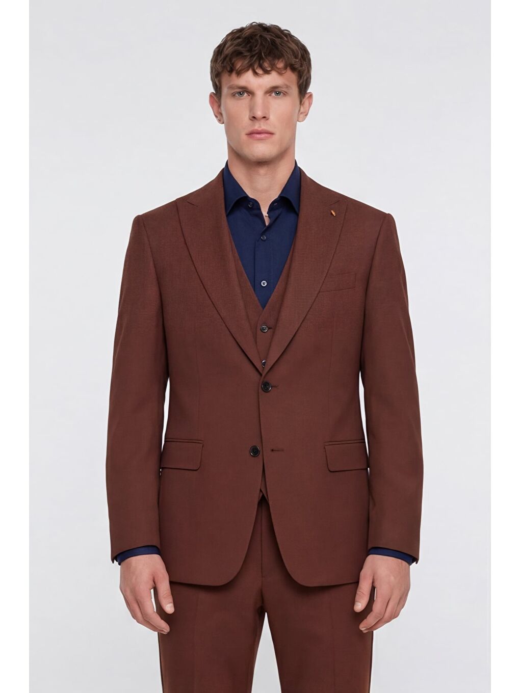 Kahverengi Erkek Klasik Takım Elbise
