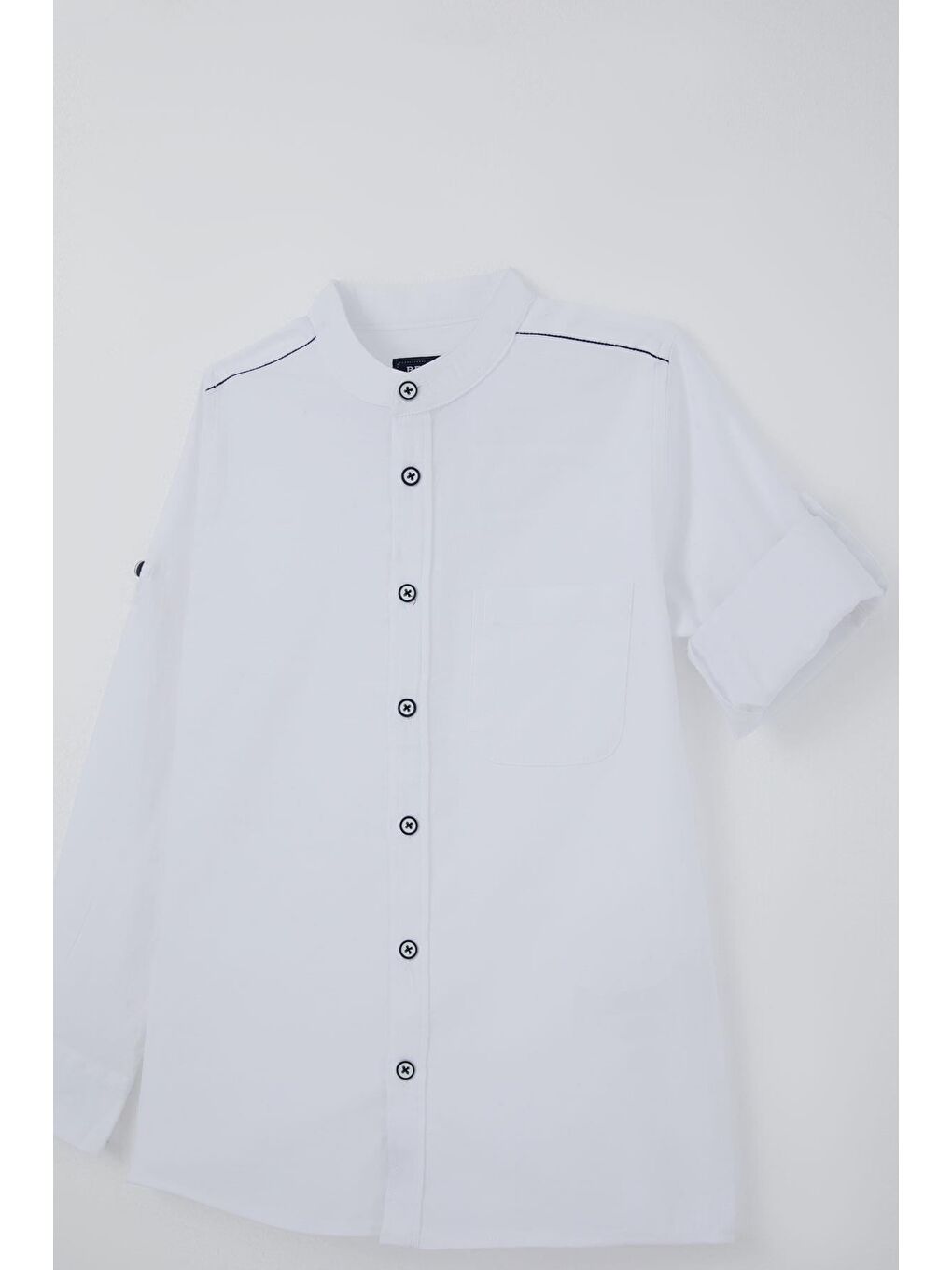 Erkek Çocuk Gömlek Omuz Kısmı Kontrast Şerit Detaylı Cepli Ekru (9-14 Yaş)-4