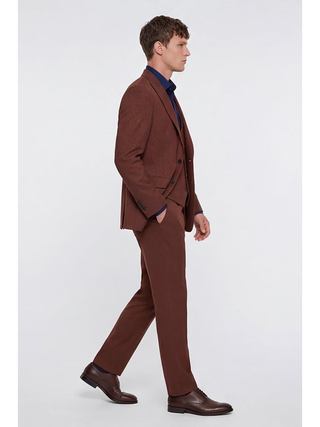 Kahverengi Erkek Klasik Takım Elbise-2
