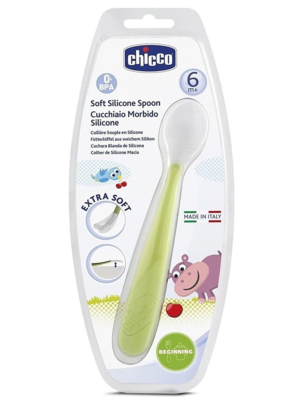 Chicco Yeşil Silikon Kaşık 6 Ay+