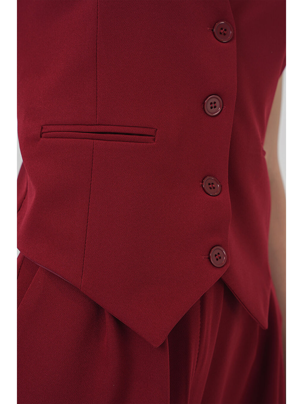 6709 Kadın Yelek Pantolon İkili Takım - Bordo-4