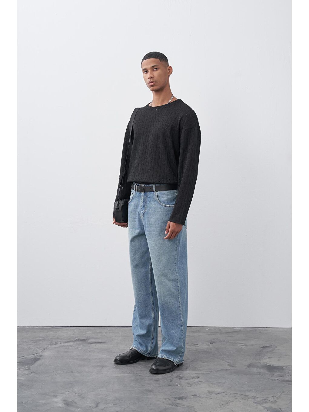 Orta Mavi Baggy Fit Jeans-1