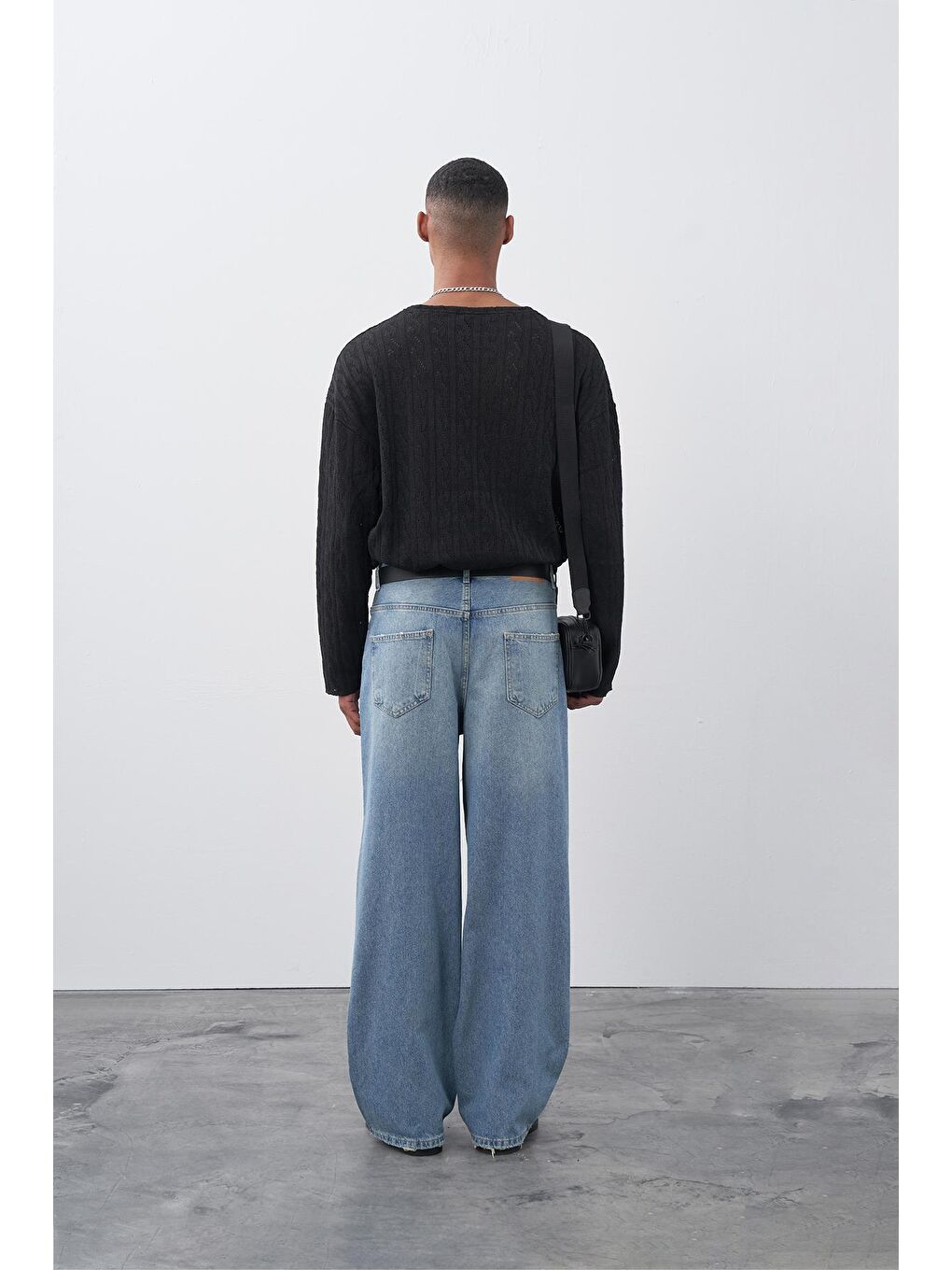 Orta Mavi Baggy Fit Jeans-2