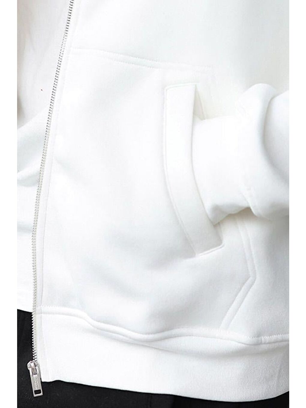 Ekru Fermuarlı Kapüşonlu Erkek Hırka E7174-1