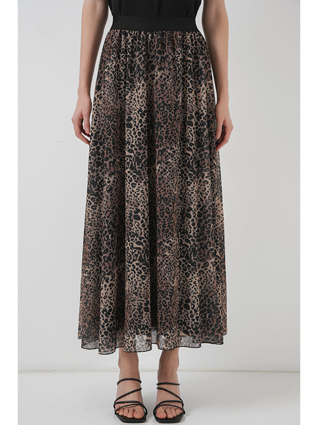 8032 Uzun Şifon Etek - Bej-1