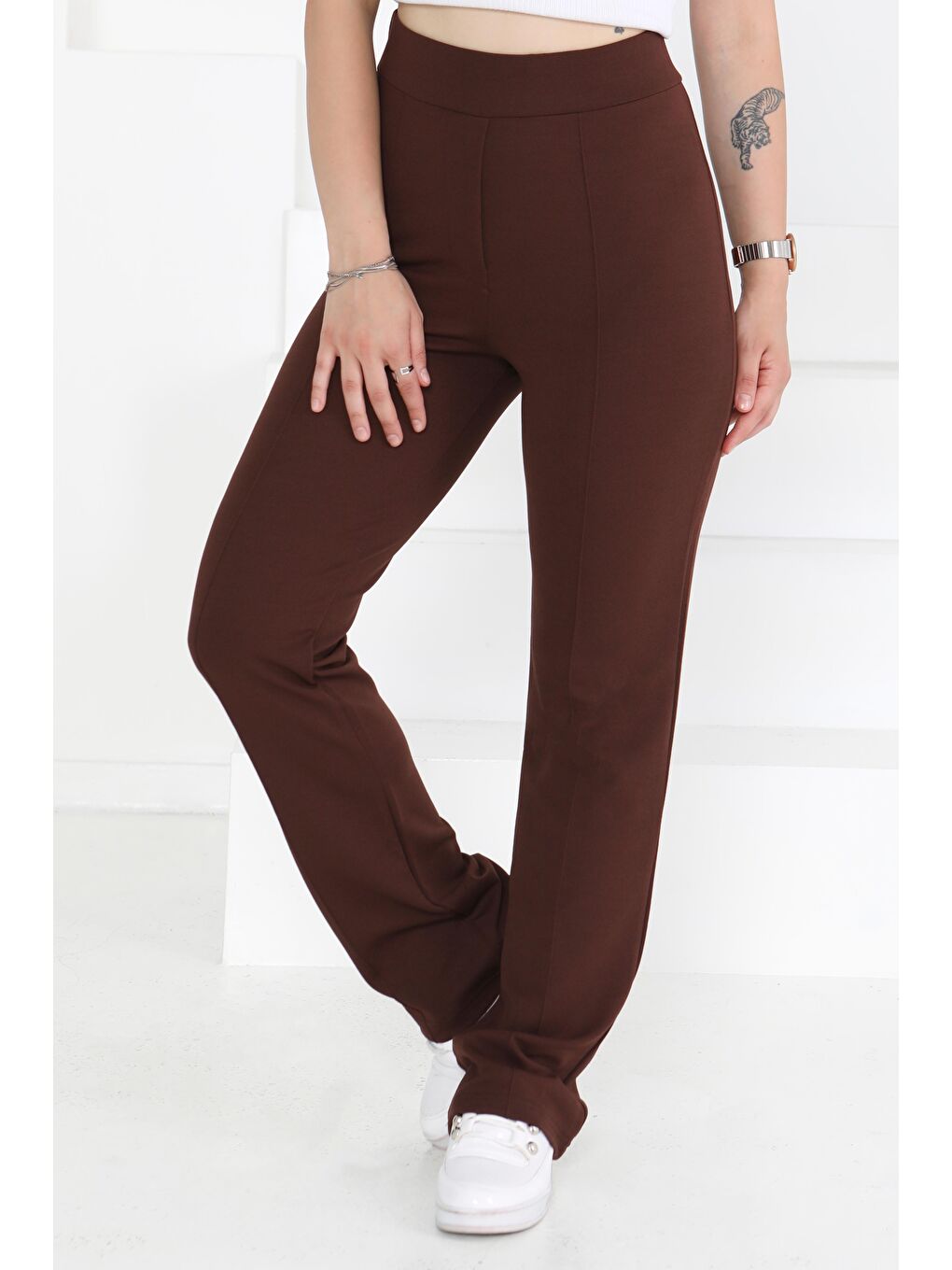 Kahverengi Çimalı Spor Pantolon Kahve - 27353-3