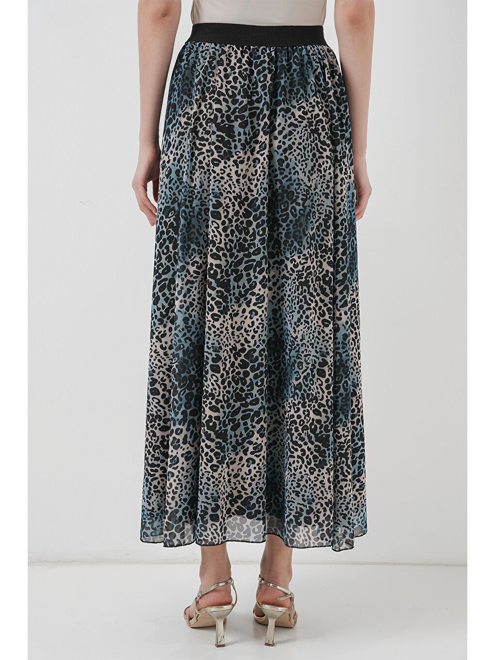 8032 Uzun Şifon Etek - İndigo-5