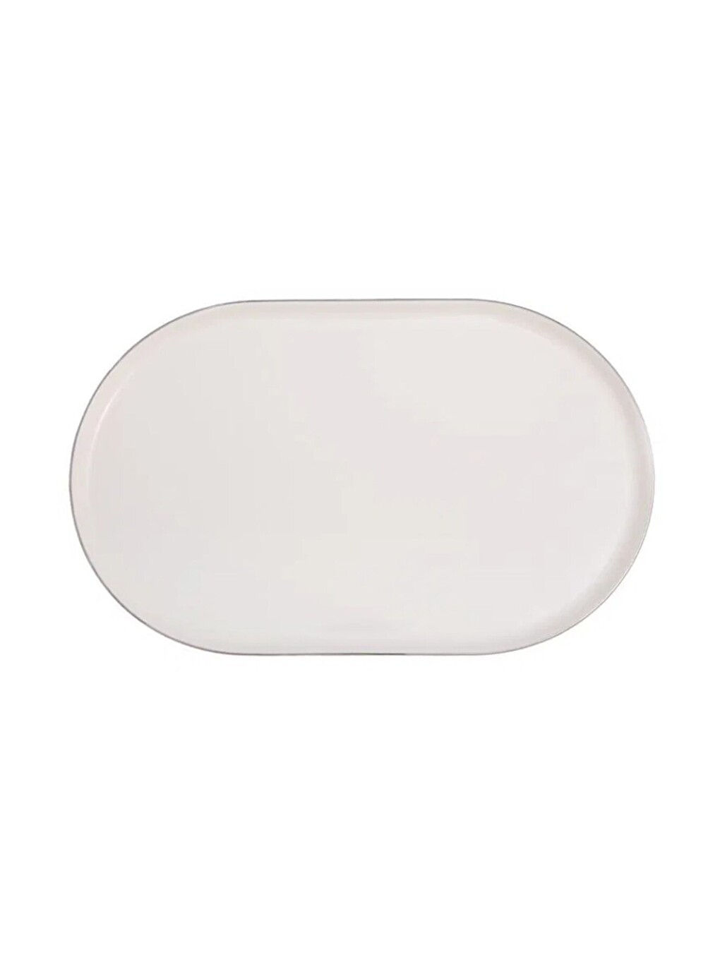 Ekru Chopin Platin Oval Kayık Tabak 32cm Tekli
