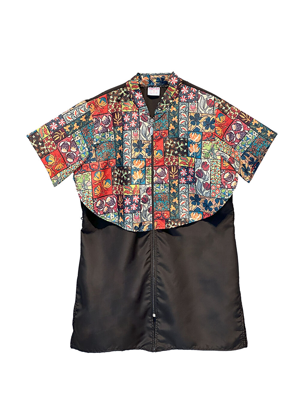 Siyah Önü Kapaklı Paraşüt Kısa Kollu Yarı Kapalı Mayo Nurel R2607-2