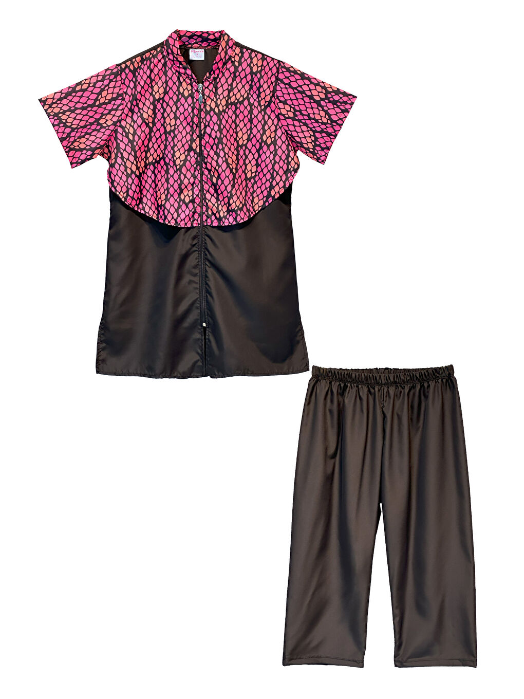 Siyah Önü Kapaklı Paraşüt Kısa Kollu Yarı Kapalı Mayo Nurel R2605-1