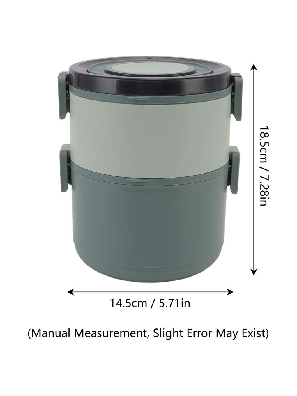 Çift Katlı Taşıma Kulplu Paslanmaz Çelik Yuvarlak Beslenme Kabı 1600 ml (T0135) Haki-3