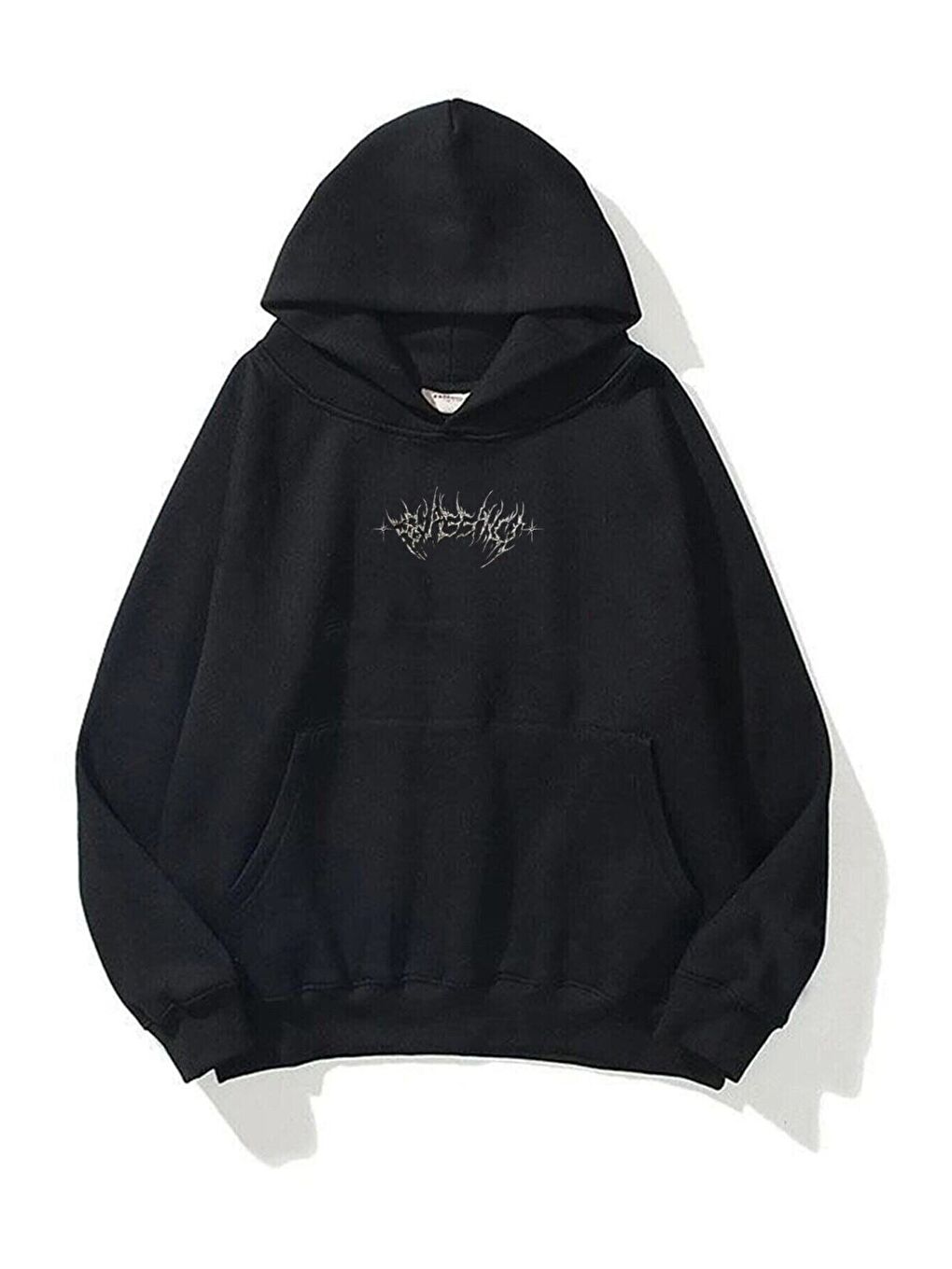 Kadın 3 İplik Siyah Beyaz Angel Baskılı Kapüşonlu Sweatshirt Hoodie 2 Li-1