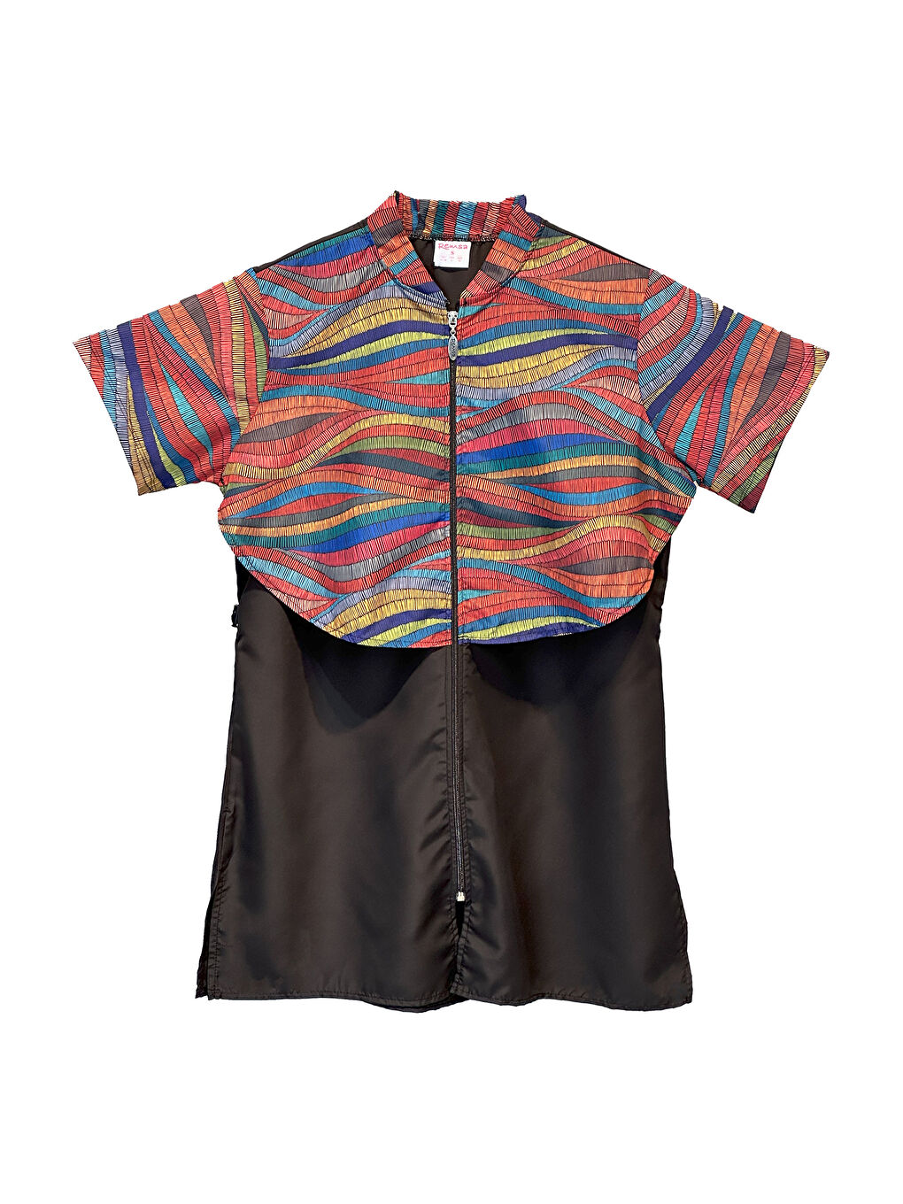 Siyah Önü Kapaklı Paraşüt Kısa Kollu Yarı Kapalı Mayo Nurel R2606-2