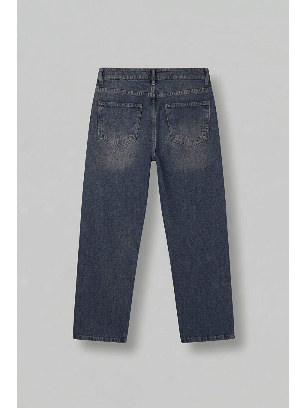 Erkek Baggy Fit Vintage Yıkamalı Jean Pantolon Lacivert-1