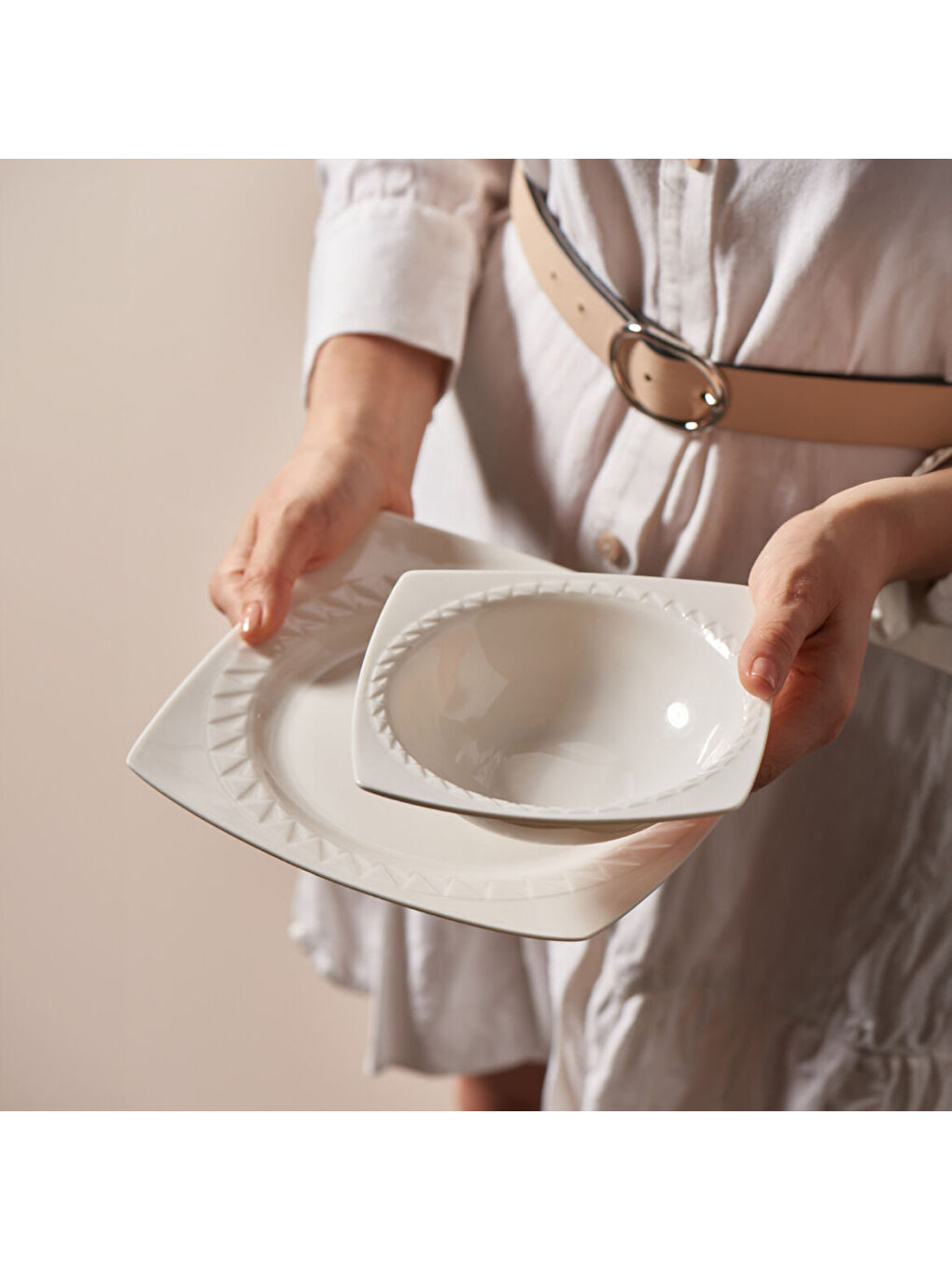 Ekru Majorı 24 Parça 6 Kişilik Yemek Takımı-2