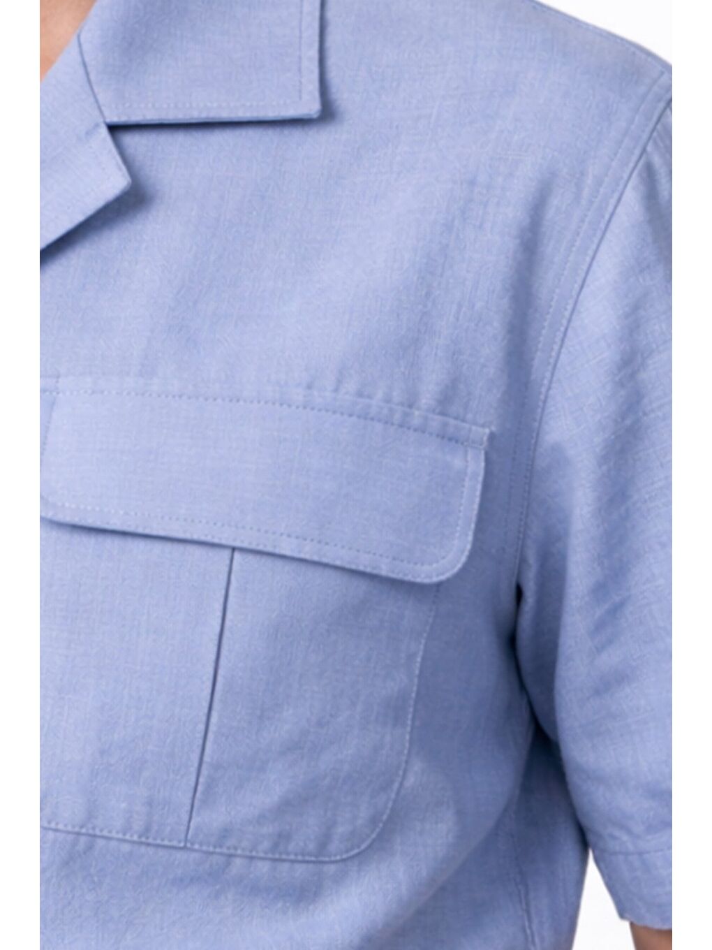 Giotelli Erkek Mavi Normal Kesim Regular Fit %100 Keten Dokuma Kapaklı Cep Lastikli Bel Takım-3