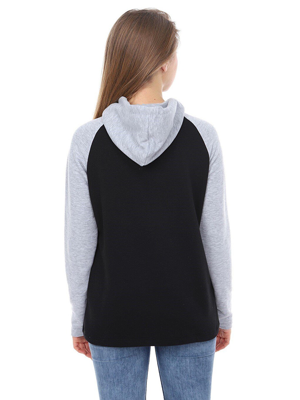 Gri Kapüşonlu Kadın Emzirme Sweatshirt-4