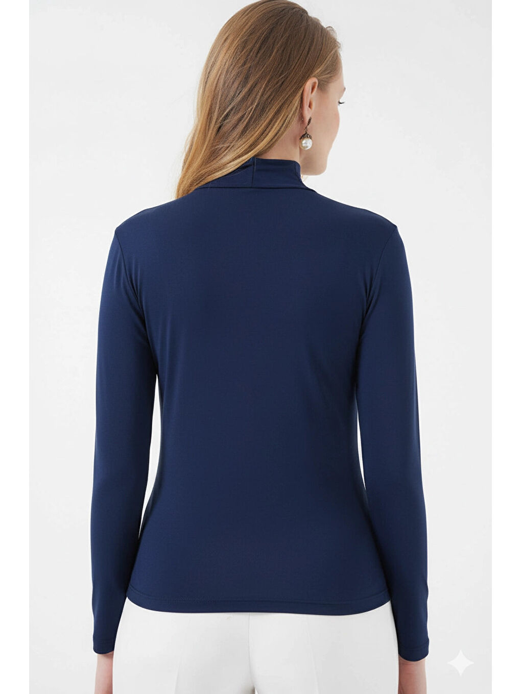 Kadın Lacivert Büzgü Detay Balıkçı Yaka Sandy Bluz HZL25W-BD19251-4