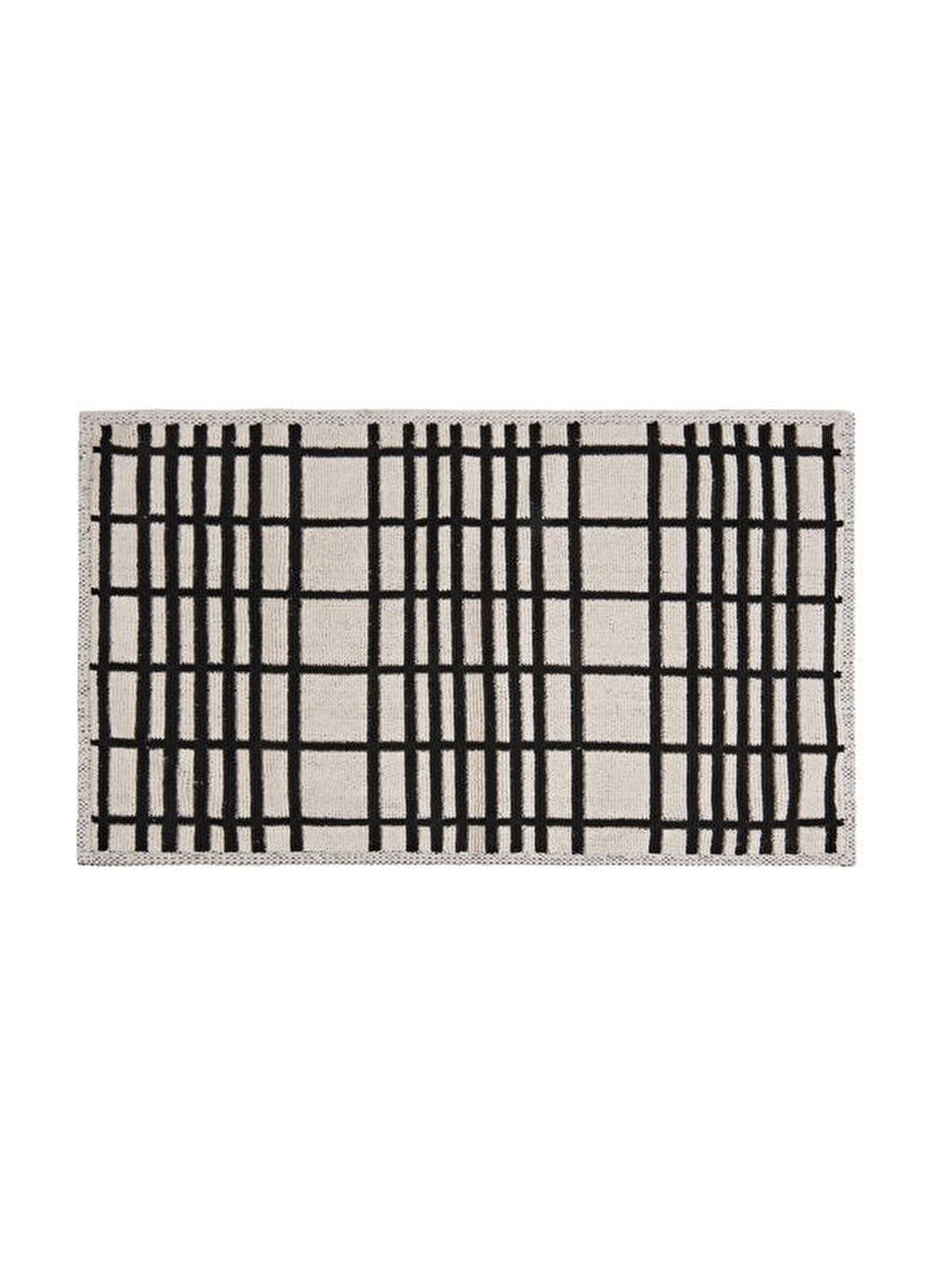 Lila Soft Roger 2'li Banyo Paspası - Ekru / Siyah - 60x100 cm + 50x60 cm