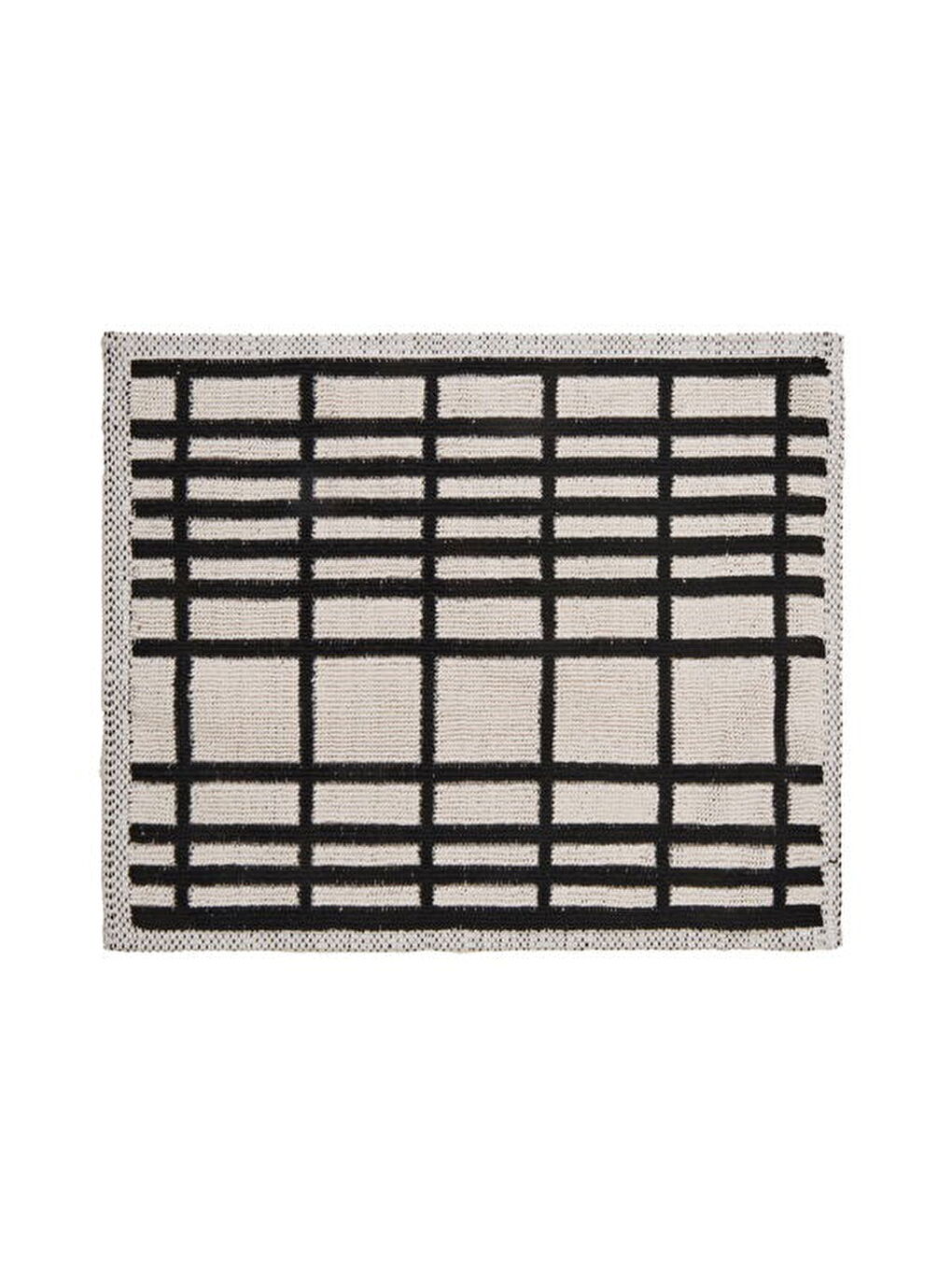 Lila Soft Roger 2'li Banyo Paspası - Ekru / Siyah - 60x100 cm + 50x60 cm-1