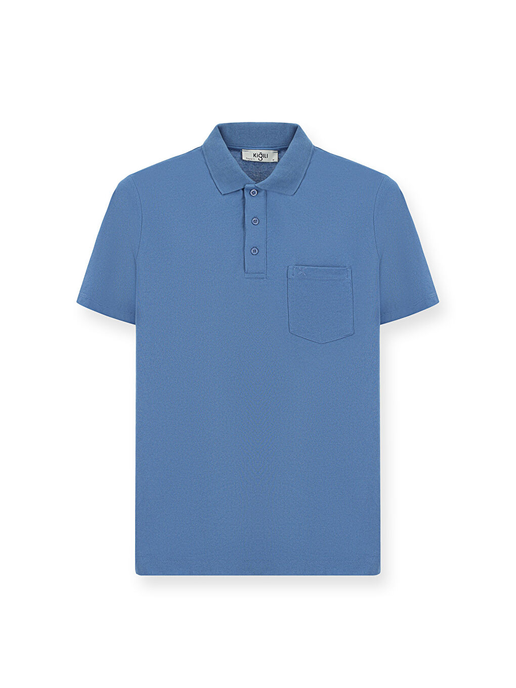 Mavi Regular Fit Pamuklu Nakışlı Cepli Polo Yaka Büyük Beden Tişört