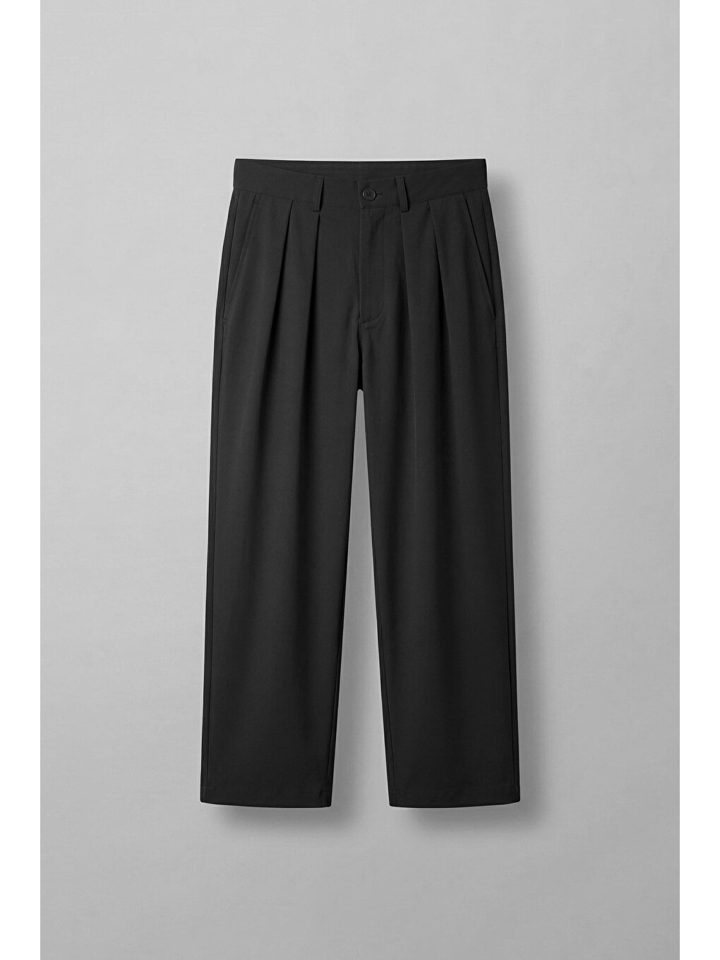Erkek Baggy Fit Pileli Esnek Pantolon Siyah