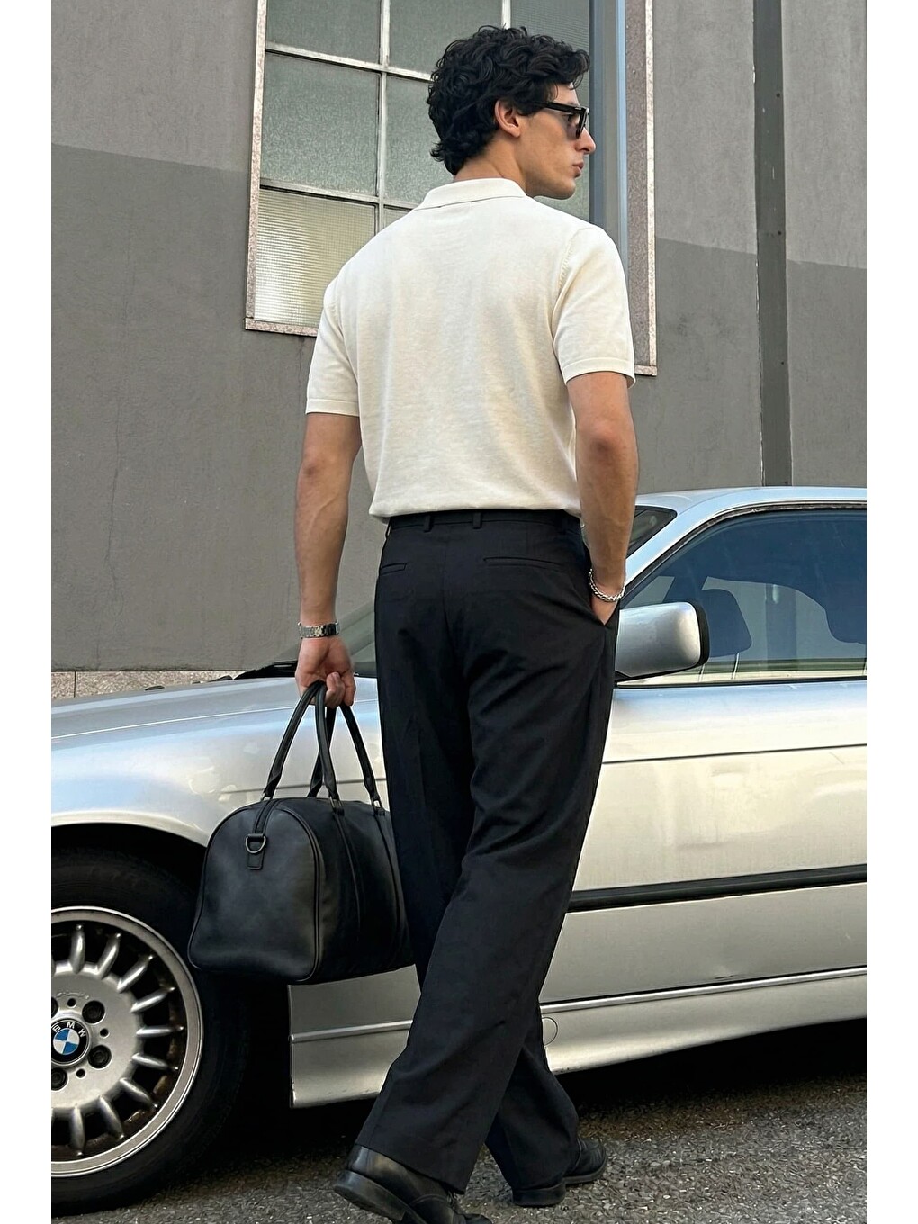 Erkek Baggy Fit Pileli Esnek Pantolon Siyah-3