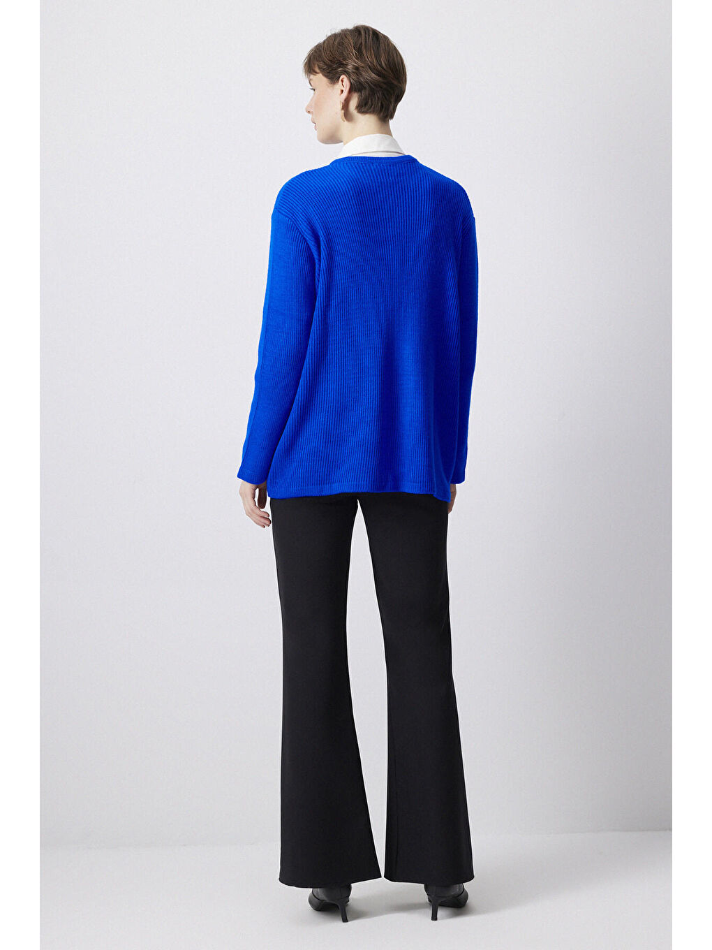 Mavi Gold Düğmeli Uzun Hırka-3