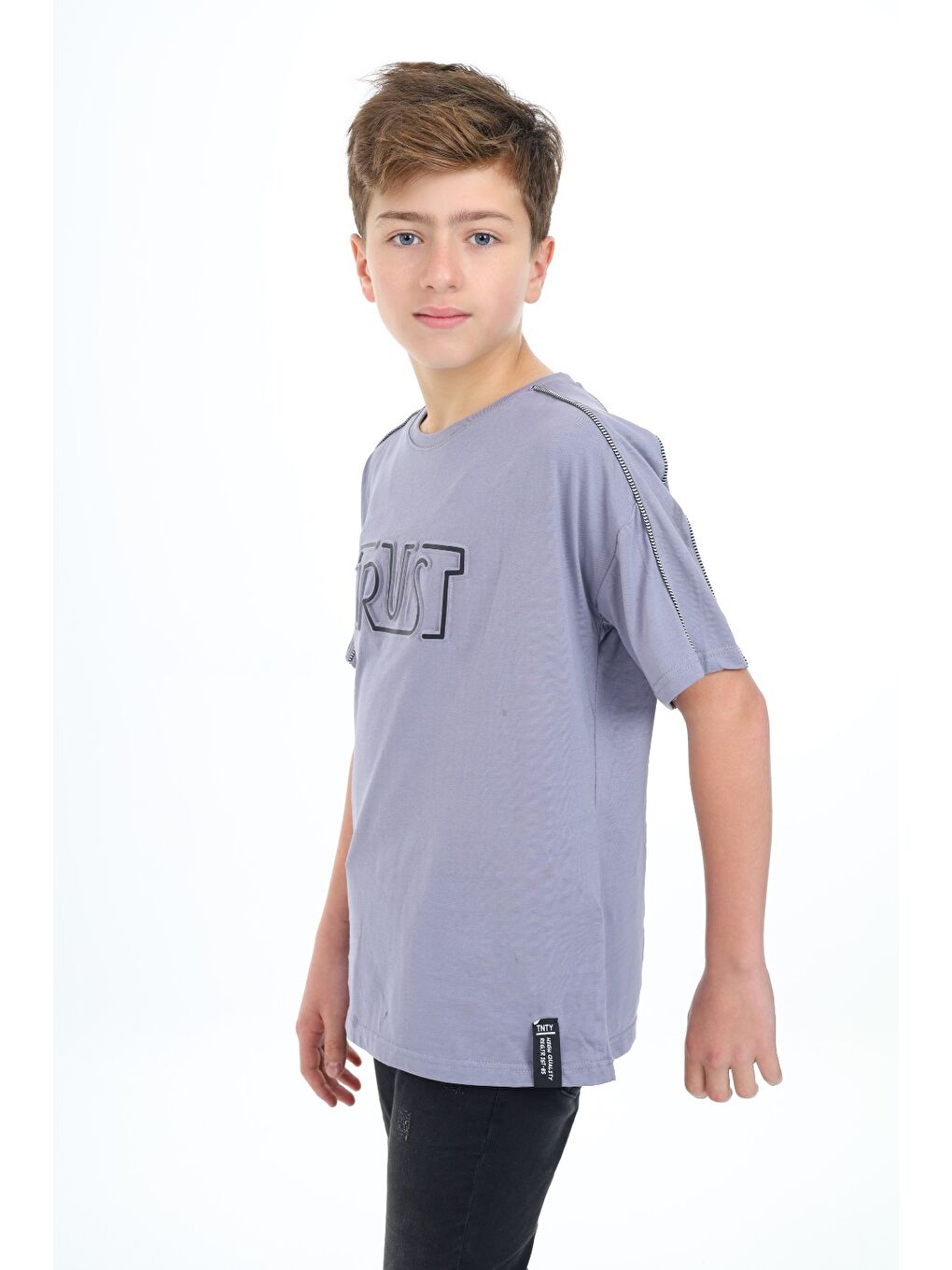 Gri Erkek Çocuk Baskılı Tişört-2