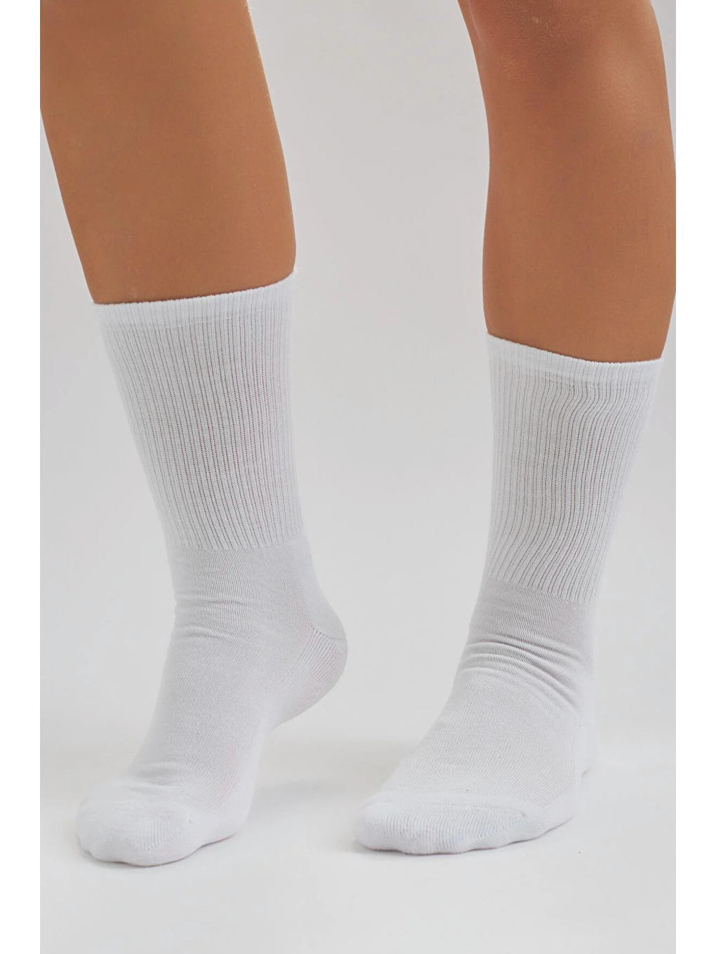 Ekru Unisex Havlu Taban Uzun Konç Basic Soket Çorap Krem