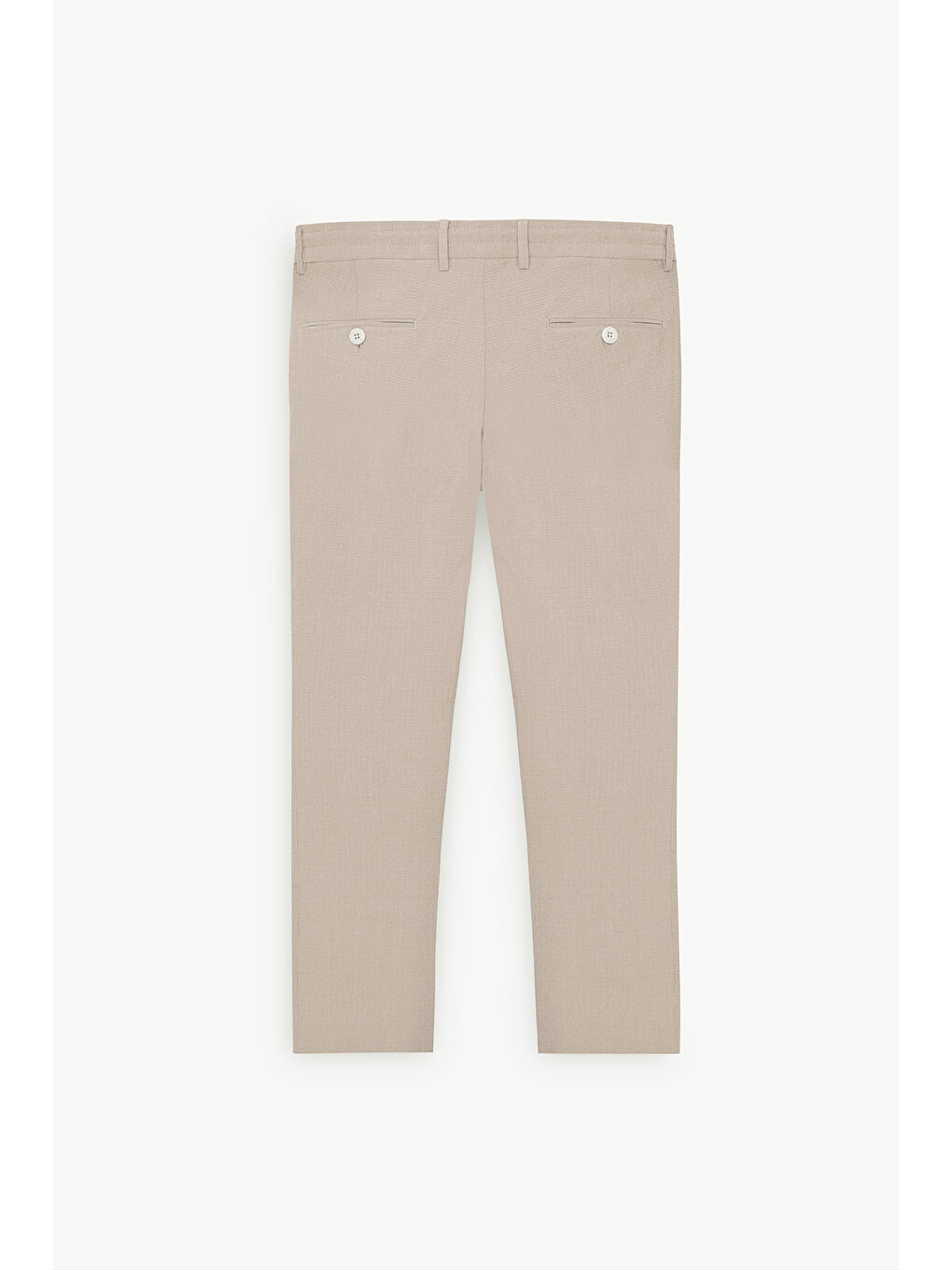 Erkek Bej Slim Fit Dar Kesim Beli Bağlamalı Yan Cep Gofre Desenli Pantolon-10