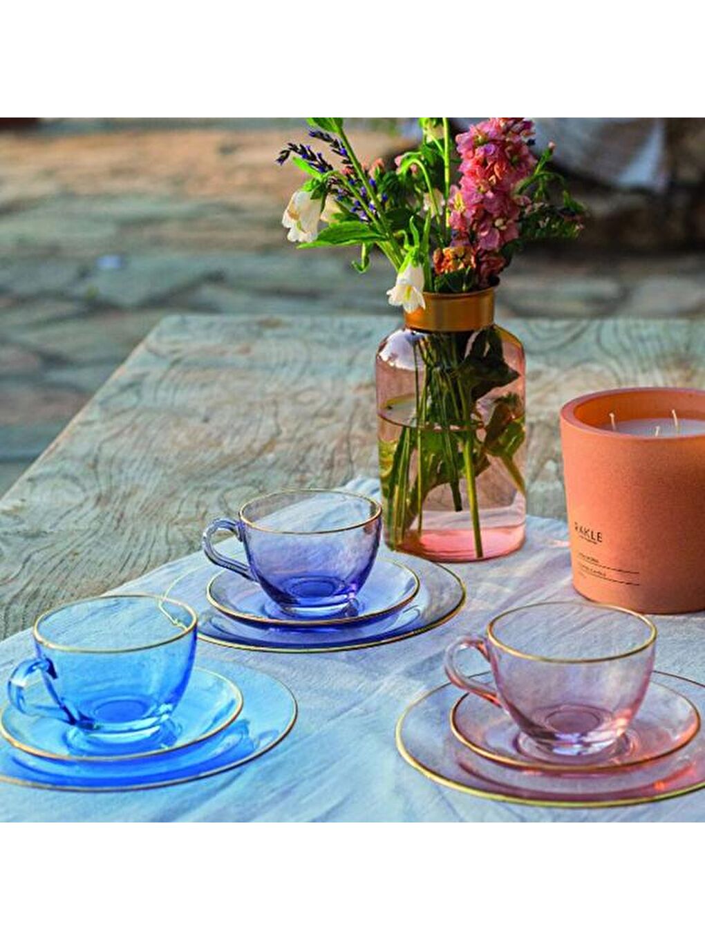 Five O'Clock 2'li Çay Fincan Seti - Mor - 240 ml-1