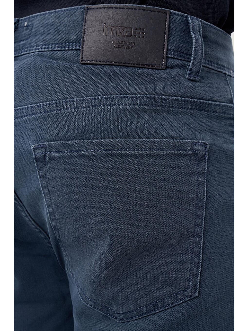 İndigo Mavi Düz Gabardin Pamuklu 5 Cep Slim Fit Casual Denim Jean Pantolon 1023245158-4