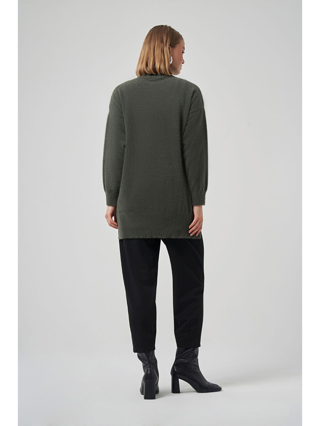 Taş Detay Angora Kazak Tunik 7002 Haki-2