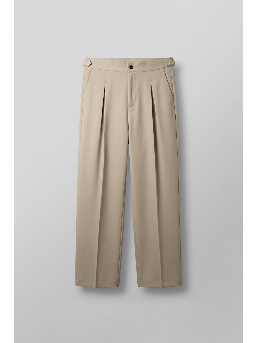 Erkek Süper Baggy Pileli Geniş Paça Gabardin Pantolon Bej