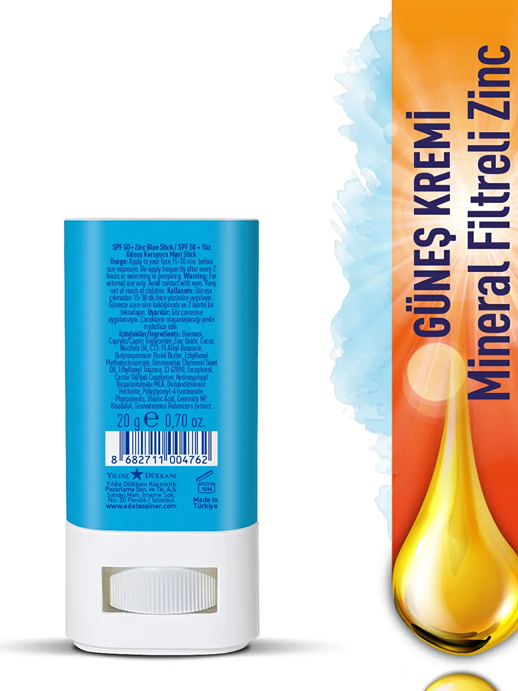 SPF 50+ Mineral Filtreli Mavi Zinc Stick (EGY0030)-2