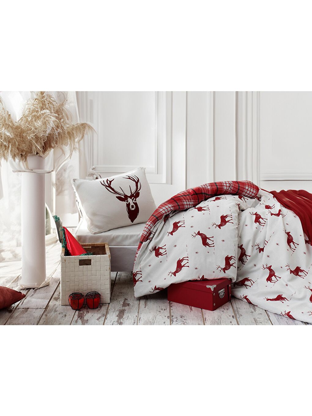 Mature Nevresim Seti Çift Kişilik Geyik Bordo-1