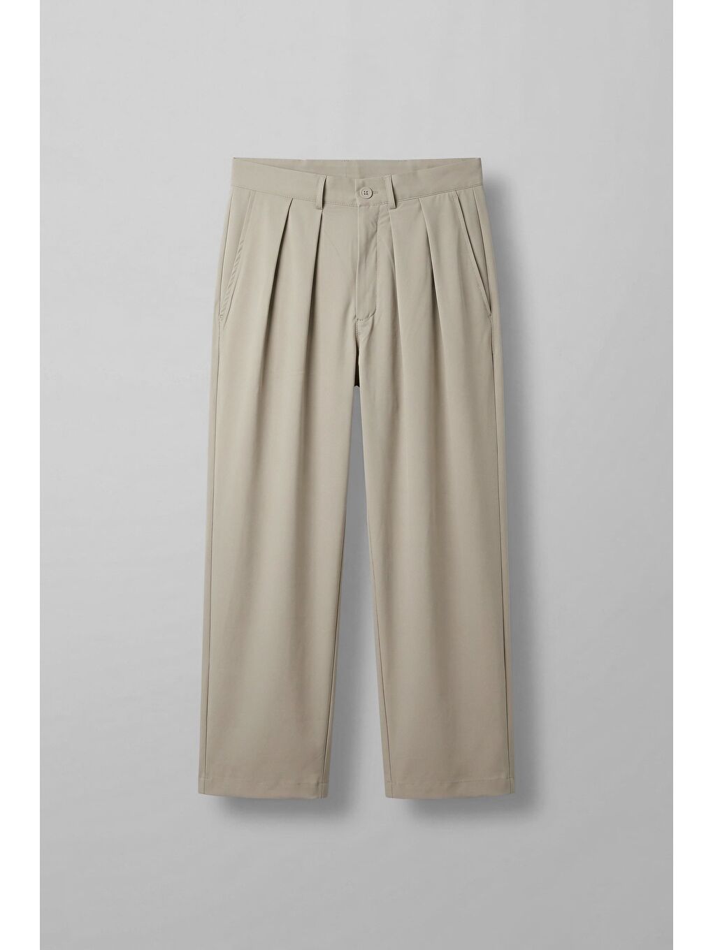 Erkek Baggy Fit Pileli Esnek Pantolon Bej