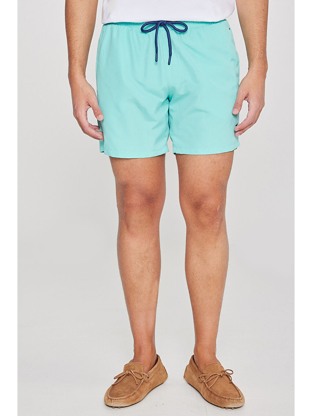 Yeşil Erkek Mint Standart Fit Normal Kesim Cepli Hızlı Kuruyan Desenli Deniz Şortu-1