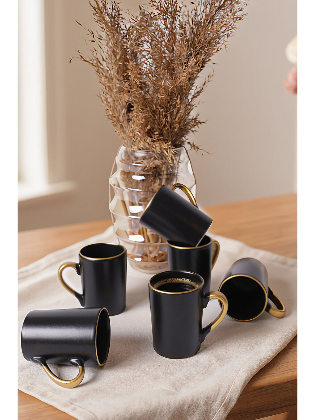 Mat Siyah Gold File Zen Kupa 8 Cm 6 Adet-1