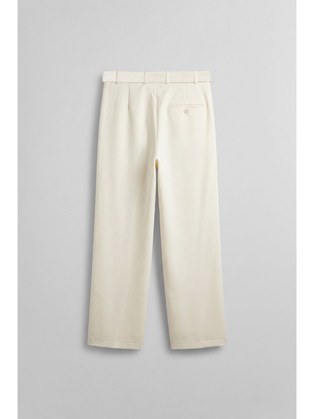 Erkek Baggy Fit Smart Casual Kemerli Pantolon Beyaz-1