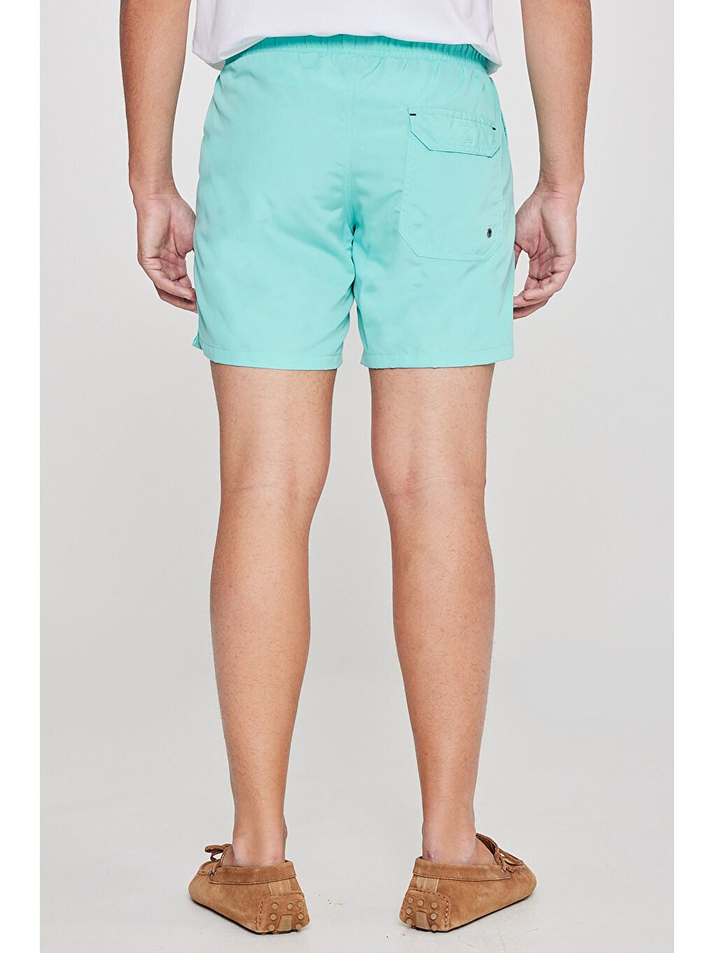 Yeşil Erkek Mint Standart Fit Normal Kesim Cepli Hızlı Kuruyan Desenli Deniz Şortu-5