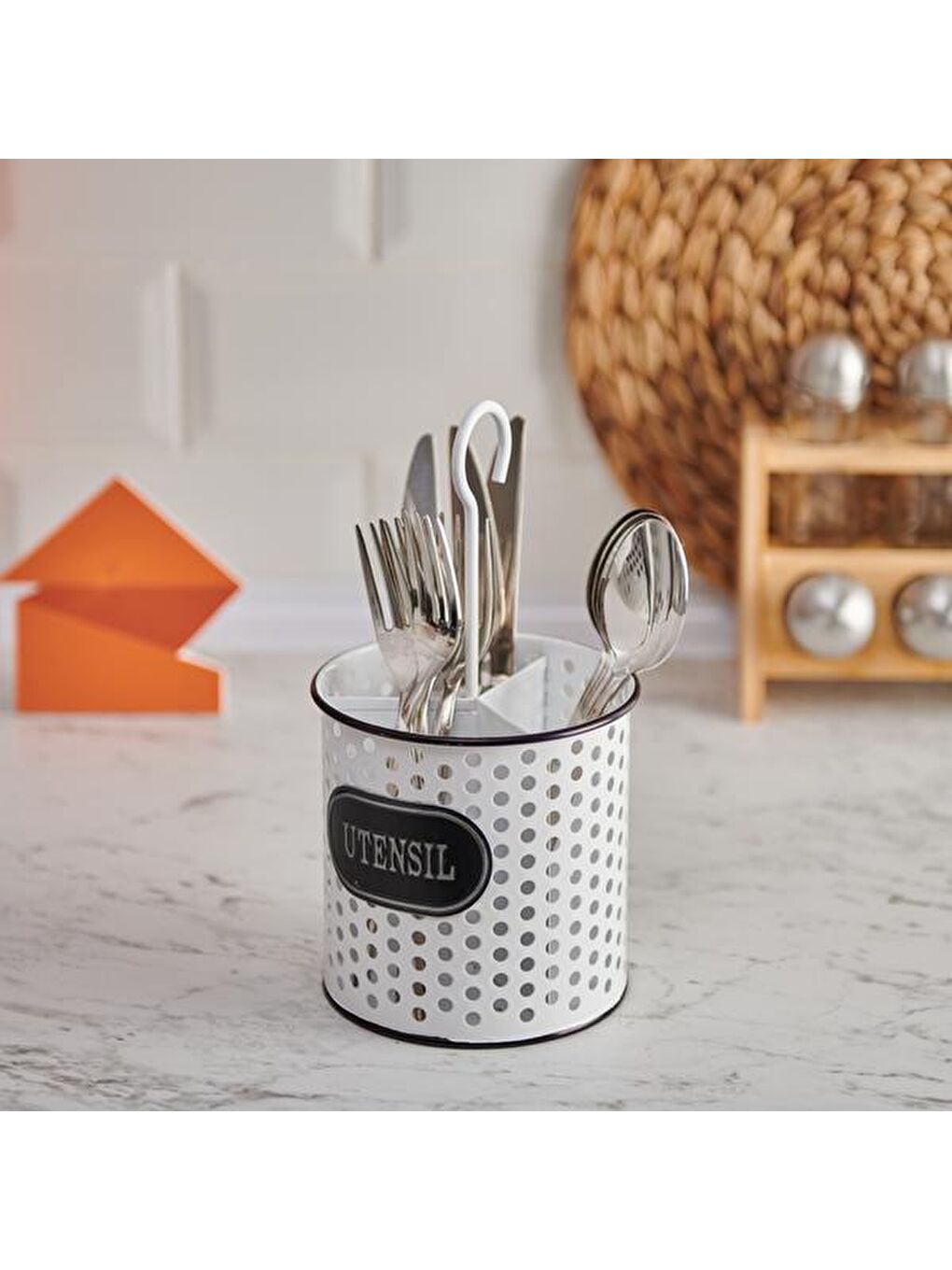 Siyah Yuvarlak 3 Bölmeli Galvaniz Kaşıklık-3