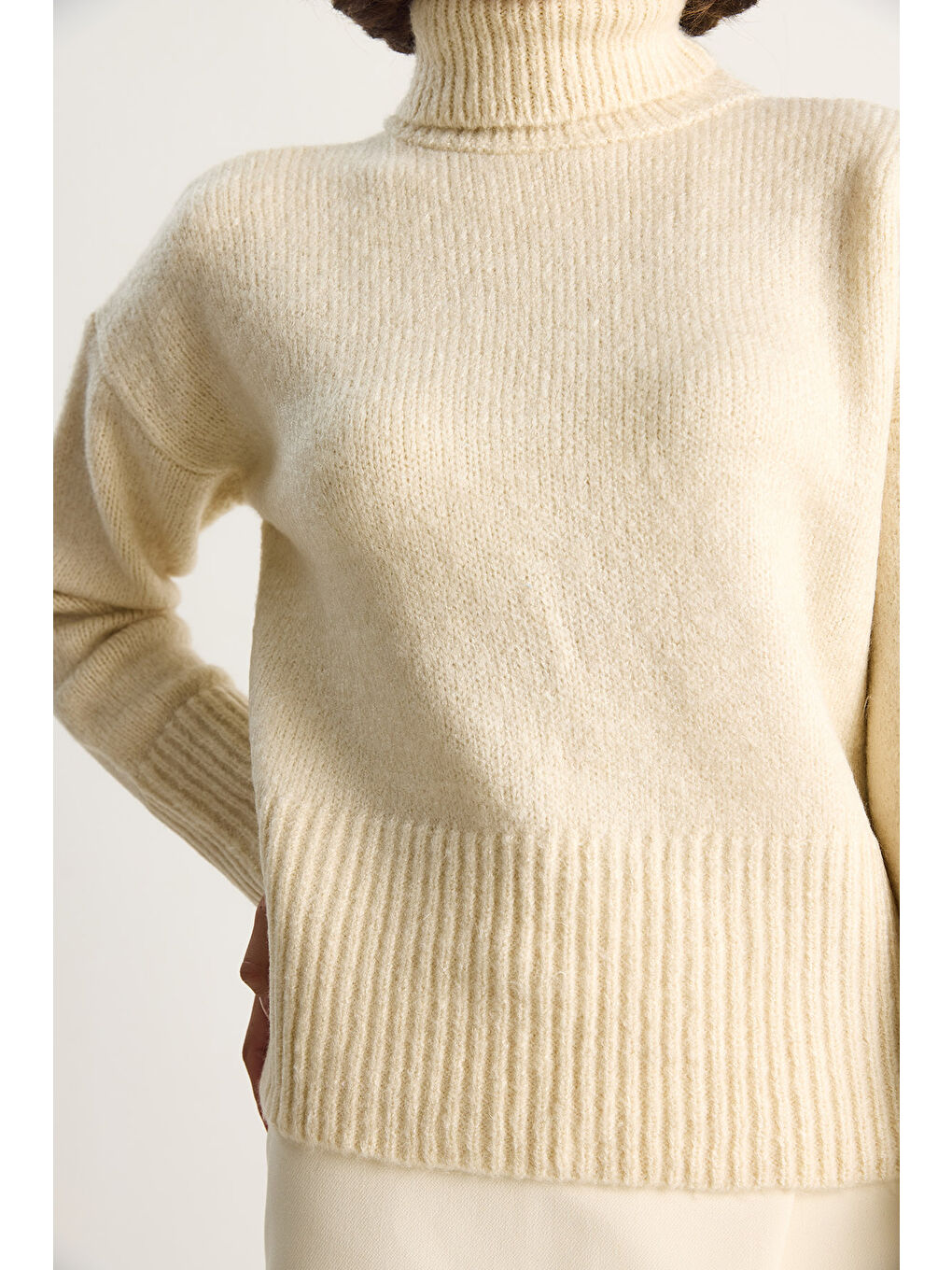 Ekru Kadın Balıkçı Yaka Kazak-7