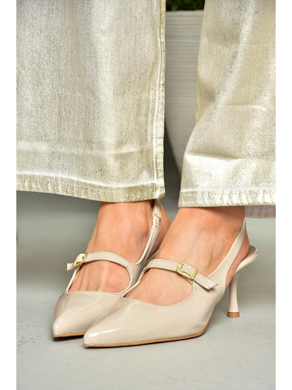 S4042006 Bej Kadın Topuklu Ayakkabı-5