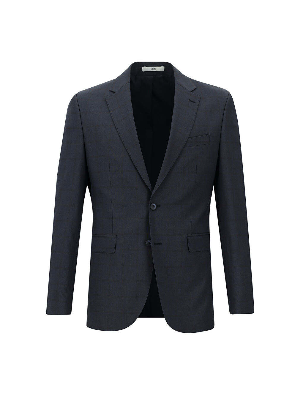 Lacivert Slim Fit Dar Kesim Klasik Ekose Takım Elbise-1